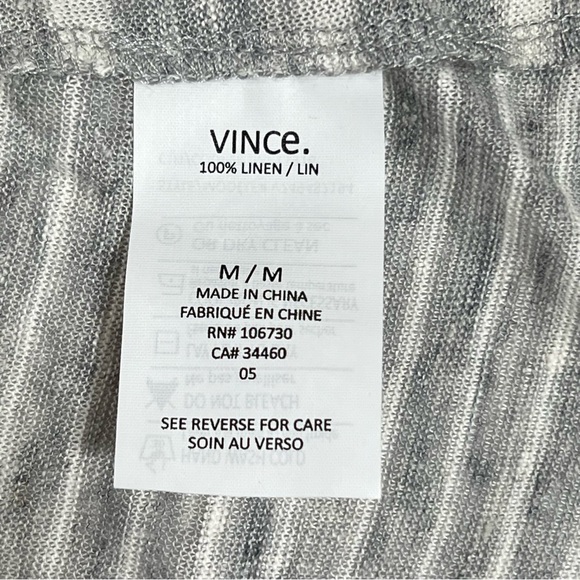 Vince. 100% Linen Tank Top Women's M Gray Striped Scoop Neck Designer NWT - Picture 11 of 17